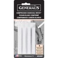 Picture of General Pencil Compressed Charcoal Soft Stick, White, Pack Of 4