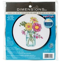 Picture of Dimensions Learn-A-Craft Counted Cross Stitch Kit, 6in, Summer Flowers