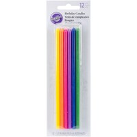 Picture of Wilton Long Birthday Candles, 5.875", Pack Of 12, Assorted Colors