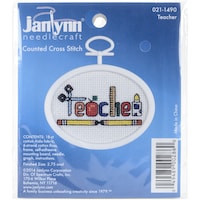 Picture of Janlynnteacher Mini Counted Cross Stitch Kit, 2.75" Oval, 18 Count