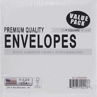 Picture of Leader Paper Products Envelopes, 6in X 6in, Pack Of 25, White