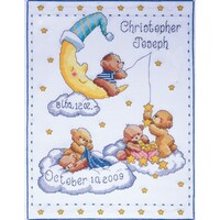 Picture of Tobin Counted Cross Stitch Kit, 11"X14", Bears In Clouds Birth Record