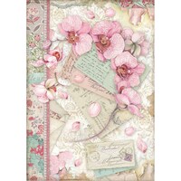 Picture of Stamperia Rice Paper Sheet A4 Pink Orchid, Cats Orchids &