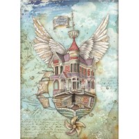 Picture of Stamperia Rice Paper Sheet A4 Flying Ship, Lady Vagabond