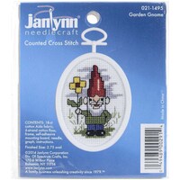 Picture of Janlynngnome Mini Counted Cross Stitch Kit, 2.75", Oval 18 Count