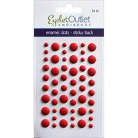 Eyelet Outlet Adhesive Back Enamel Dots, Pack Of 54, Matte Red