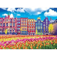 Picture of Premium Jigsaw Puzzle, Buildings and Tulips Amsterdam, 20x27inch, 1000pcs