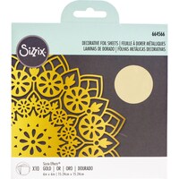 Picture of Sizzix Effectz Decorative Foil Sheets, 6X6in, Pack Of 10, Gold