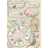 Picture of Stamperia Wooden Shapes A5 Clock & Labels, Orchids & Cats