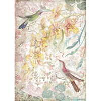 Picture of Stamperia Rice Paper Sheet A4 Yellow Orchids Orchids & Birds,