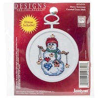 Picture of Janlynnstarry Snowman Mini Counted Cross Stitch Kit, 2.5" Round, 18 Count