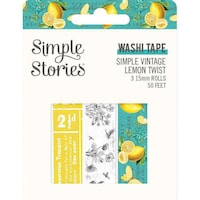 Simple Stories Simple Vintage Lemon Twist Washi Tape, 3 Pkg