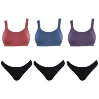 Picture of FIMS Women's Molded Cup Sports Bra & Panty Set, NKR86423, Multicolour, Pack of 3