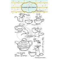 Picture of Colorado Craft Company Clear Stamps, 4x6 Inch, Tea Time Fun