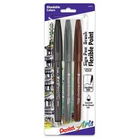 Picture of Pentel Arts Sign Pens With Brush Tip, Pack of 3
