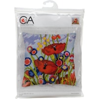 Picture of D'Art Stamped Needlepoint Cushion Kit, 40x40cm, Red Poppies 1