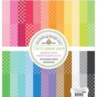 Doodlebug Paperbacks Gingham Linen Rainbow, 12x12inch