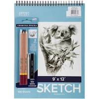 Artist Select Sketch Pad, Charcoal Pencil Set, Set of 5