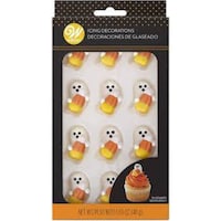 Picture of Wilton Ghost With Candy Corn Icing Decorations, Pack of 12