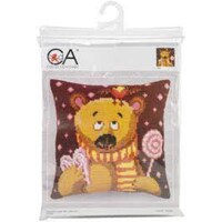 Picture of D'Art Stamped Needlepoint Cushion Kit, 40x40cm, Candy Teddy