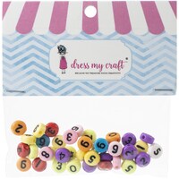 Picture of Dress My Crafts Round Number Beads, Pack of 50 -Multicolour