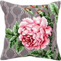 Picture of Collection D'Art Stamped Needlepoint Cushion Kit, Tender Rose, 40x40cm