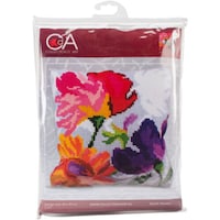 Picture of D'Art Stamped Needlepoint Cushion Kit, 40x40cm, Stylish Flowers II