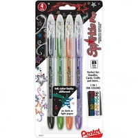 Pentel Sparkle Pop Metallic Gel Pens, 1.0mm, Pack of 4