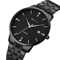 AFRA Ryker Gents Watch, Metal Alloy Case, Stainless Steel Band & Buckle, Black Case, Black Dial, Water Resistant 30m