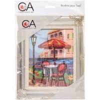 Picture of Collection D'Art Stamped Needlepoint Kit, Summer Cafe, 5.5x7inch