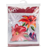 Picture of D'Art Stamped Needlepoint Cushion Kit, 40x40cm, Stylish Flowers I