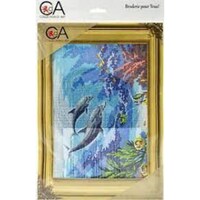 Picture of Collection D'Art Stamped Needlepoint Kit, Dolphins In Coral, 8.6x11.8inch