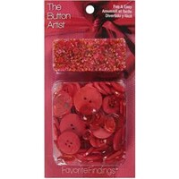 Favorite Findings Buttons, Assorted, Pack of 130 - Red