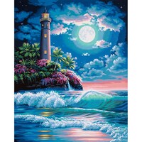 Paint Works Paint By Number Kit, 16x20in, Lighthouse in Moonlight