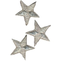 Picture of Wrights Iron On Appliques,Pack of 3, Silver Metallic Stars