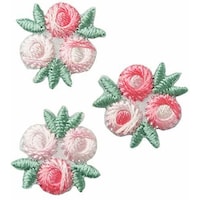 Wrights Iron Appliques Flowers,Pack of 3, Pink & White