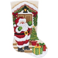 Bucilla Santa At The Door Gem Dot Stocking Applique Kit, 18 In