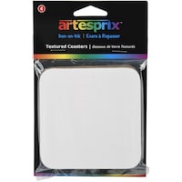 Picture of Artesprix LLC Iron-On-Ink Textured Square Coaster, White, Pack of 4