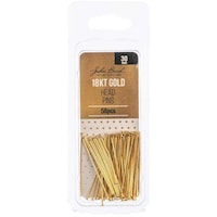 Picture of John Bead 18kt Gold Plated Head Pins, Gold, 30mm - Pack of 58