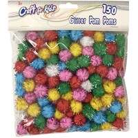 Craft For Kids Glitter Pom Poms, Assorted, 25mm, Pack of 150