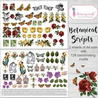 Picture of Dress My Craft Image Sheet, Botanical Scripts, 240gsm, A4 - Pack of 2