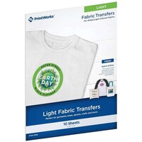 Printworks Inkjet Fabric Transfer Sheets for Light Fabric - Pack of 10