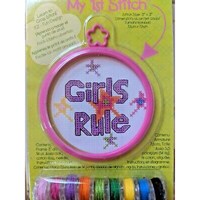 Picture of Bucilla My 1st Mini Counted Cross Stitch Kit, 3" Round - Girls Rule