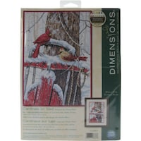 Picture of Dimensions Counted Cross Stitch Kit, 10X14" - Cardinals On Sled