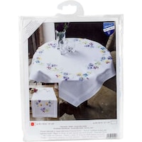 Vervaco Table Runner Stamped Embroidery Kit, 16"X40" - Pretty Pansies