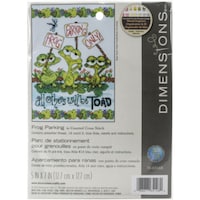 Picture of Dimensions Frog Parking Mini Counted Cross Stitch Kit, 5"X7" - 14 Count