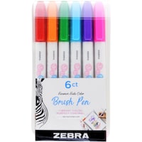 Zebra Funwari Brush Pen Set, Assorted, Pack of 6