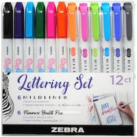 Zebra Mildliner Creative Marker Lettering Set, Pack of 12