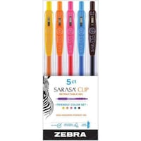 Picture of Zebra Sarasa Clip Fine Point Gel Ink Pen, Assorted, 0.5mm, Pack of 5