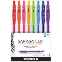 Picture of Zebra Sarasa Clip Gel Retractable Brights Pen, 0.5mm, Pack of 8